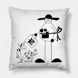 Planting with love minimalist line art Pillow