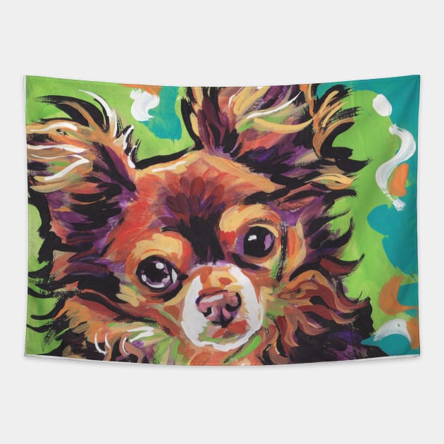 Chi Chi Dog Bright colorful pop dog art Tapestry by bentnotbroken11