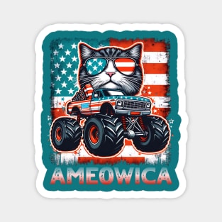 4th of July independence. Monster truck cat lovers Magnet