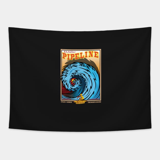 BANZAI PIPELINE Tapestry by Larry Butterworth