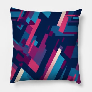 Cubist Harmony: Modern Geometric Dance in Pink, Blue, and Violet Pillow