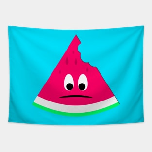 Cute sad bitten piece of watermelon Tapestry