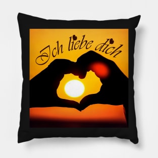 Ich liebe dich ( I love you in German) - Sepia Pillow