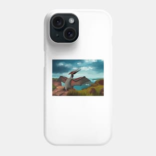 Landscape picture with pterodactylus, pterosaurs, dinosaurs Phone Case