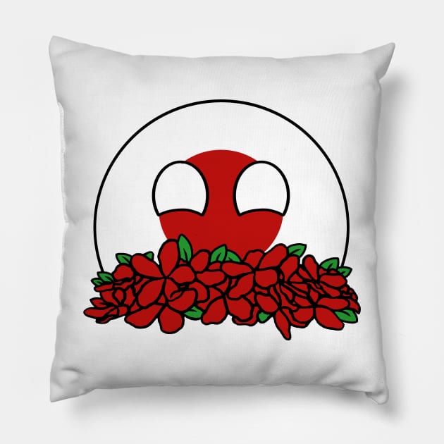 countryballs japan play flowers Pillow by LillyTheChibi
