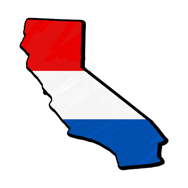 Red, White, and Blue California Outline by Mookle