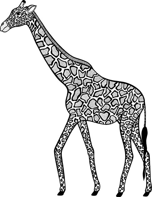 Nubian Giraffe Ink Art Design - cool animal art - light colors Kids T-Shirt by Green Paladin