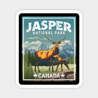 Jasper National Park Deer Vintage Look Magnet