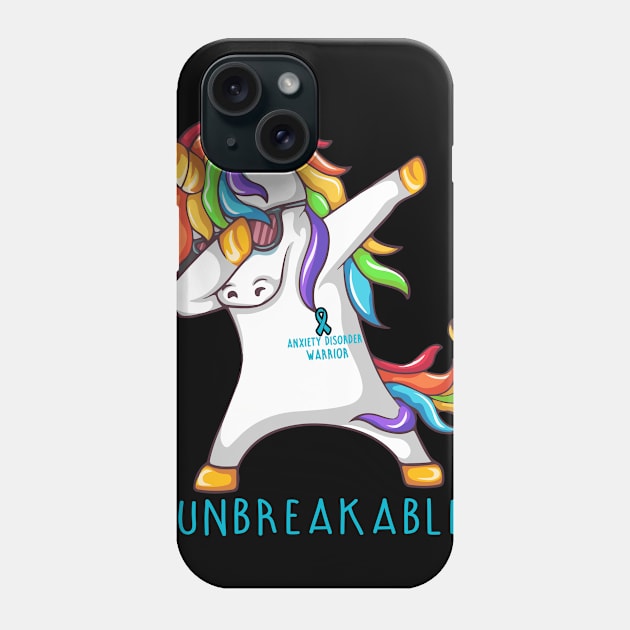 Anxiety Disorder Warrior Unbreakable Unicorn Dabbing Phone Case by ThePassion99