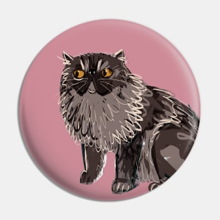 Grey Black Persian Cat Pin