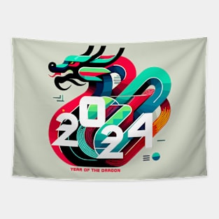 Vibrant Dragon 2024 - Modern Zodiac Graphic Tapestry