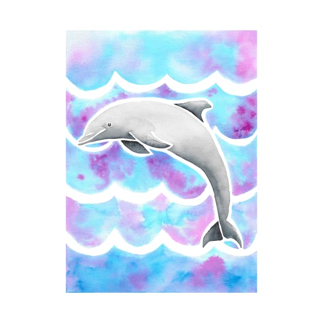 Watercolor Tie-dye Dolphin by monitdesign