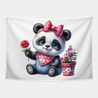 Valentine Love Panda Bear Tapestry