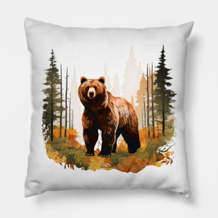 Brown Bear Forest Pillow