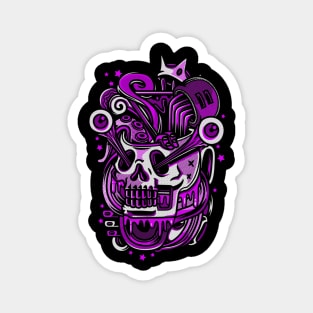 Skull Pop Art White Purple Magnet