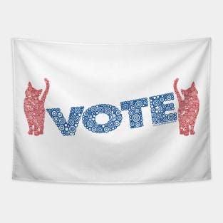 Red Cats Warming Up To Vote Blue Circle Design Tapestry