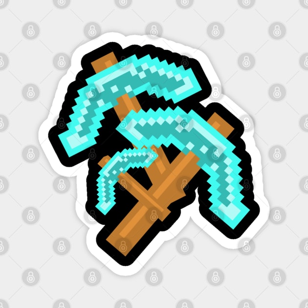 PICKAXE FOR MINER ON PIXEL ART Magnet by ASCORNION