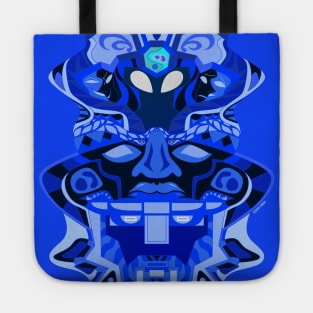 olmec alien totem with robotic mexican patterns in gemini cloth Tote