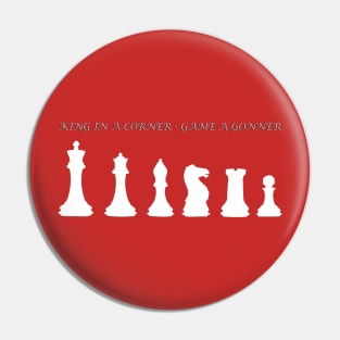 Chess Slogan - King in a Corner 2 Pin