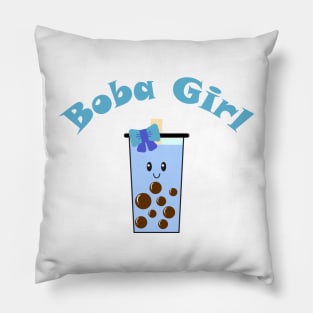 Boba Girl in Blue Pillow