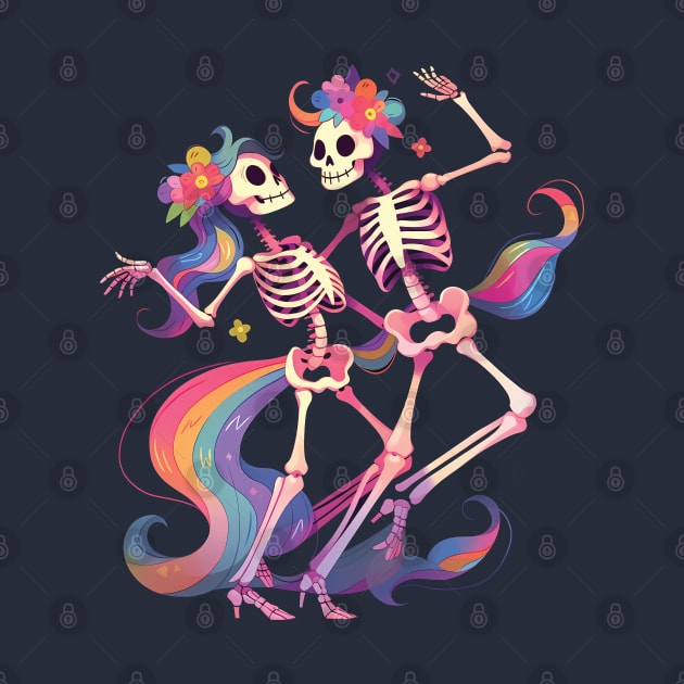 Dancing Skeleton Rainbow Romance by Lunatic Bear