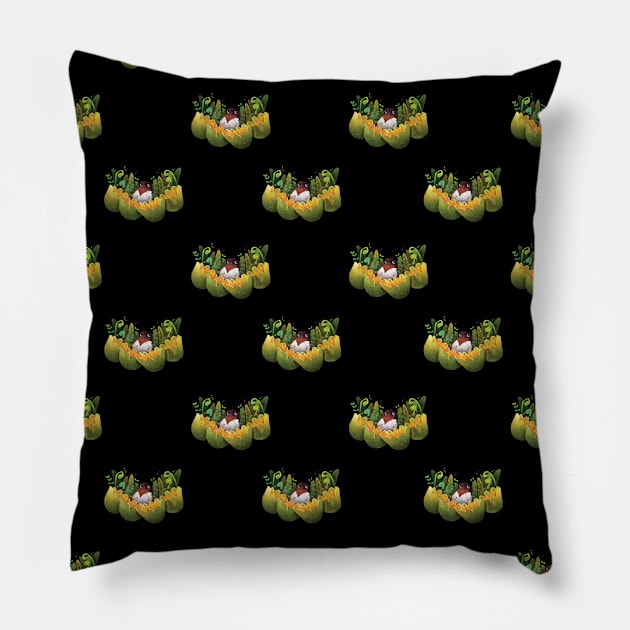 Hummingbird In Flowers Pattern Pillow by theartofbroderickwong