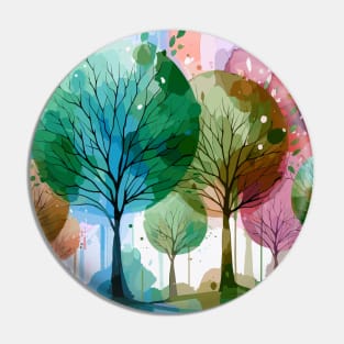 Colorful Pastel Pink Brown Abstract Trees Pin