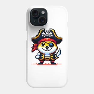 Pixel Art Doge Pirate - Cryptocurrency Adventure on the High Seas Phone Case