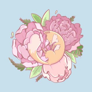 Peonies and fox T-Shirt