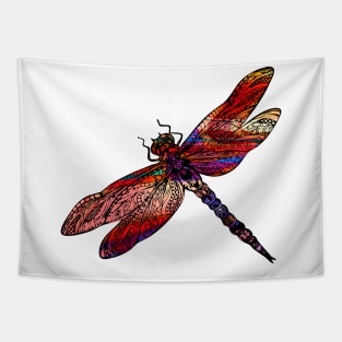 Ornate Dragon Fly Colorful Insect Illustration Tapestry