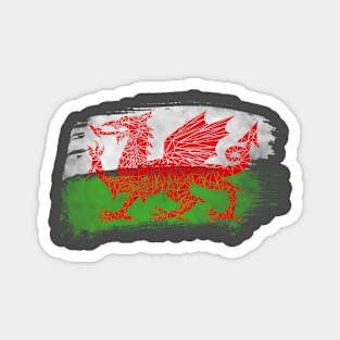 Geometric Welsh Dragon Flag Magnet