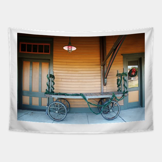 Old Railway Baggage Cart Tapestry by Cynthia48