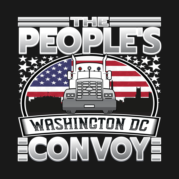 PEOPLES CONVOY US FLAG WASHINGTON DC 2022 SILVER GRAY GRADIENT LETTERS by KathyNoNoise