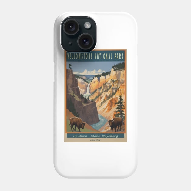 Yellowstone National Park Vintage Poster Phone Case by GreenMary Design