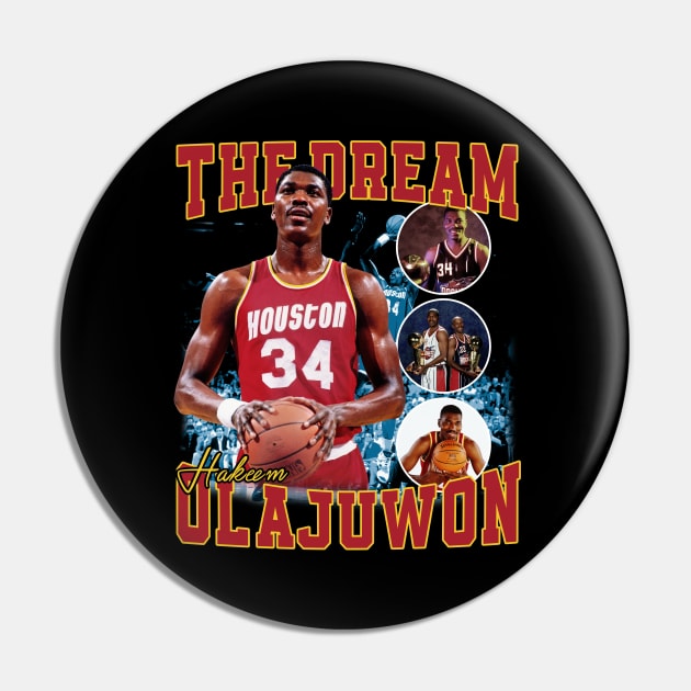 Hakeem Olajuwon The Dream Basketball Legend Signature Vintage Retro 80s 90s Bootleg Rap Style Pin by CarDE