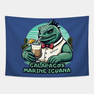 Galapagos marine iguana enjoying summer retro vintage Tapestry