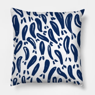 Blue Fishes Ocean Indigo Sea Pattern Pillow