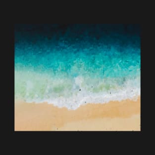 Blue gradient beach oil painting T-Shirt