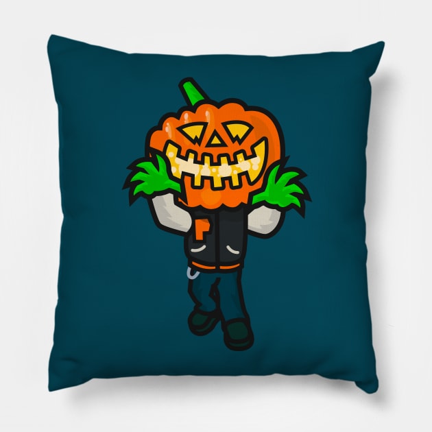 Varsity Pumpkin Creepin Pillow by DangerHuskie