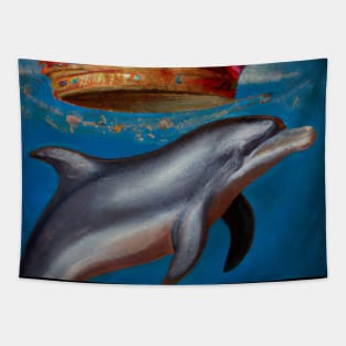 Dolphin with a Crown Tapestry