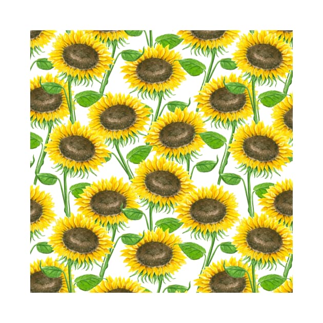 Sunflowers watercolor pattern by katerinamk