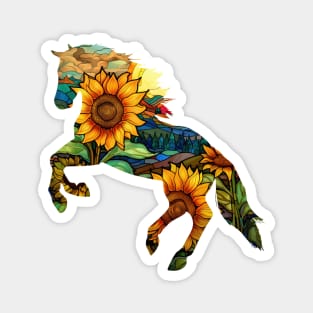 Sunflower Stained Glass Horse Magnet