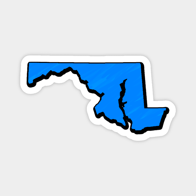 Bright Blue Maryland Outline Magnet by Mookle