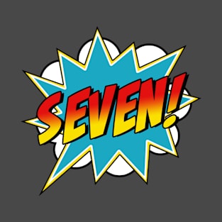 Seven! 7th Birthday Superhero Boys 7 Years Old Comic Book T-Shirt