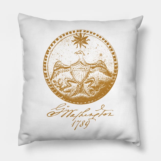 1789 GW Inaugural Button - Signature Series Pillow by DTECTN