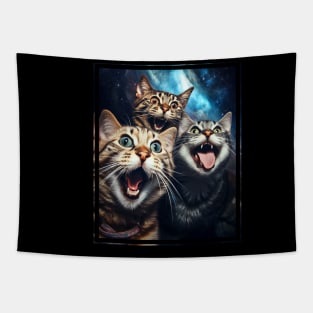 Funny Cat Moon Selfie Cute Kitten Tapestry