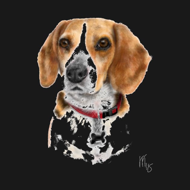 Beagle Pooch With a Red Collar by LITDigitalArt