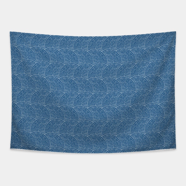 Mosaic - The Square fan - classic blue Tapestry by crumpetsandcrabsticks