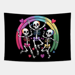 Dancing Skeletons Rainbow Diversity Pride Love Tapestry