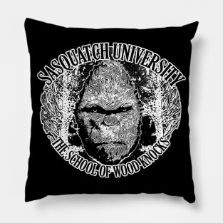 Sasquatch University The School of Wood Knocks Funny Bigfoot Believe Hide and Seek Pillow